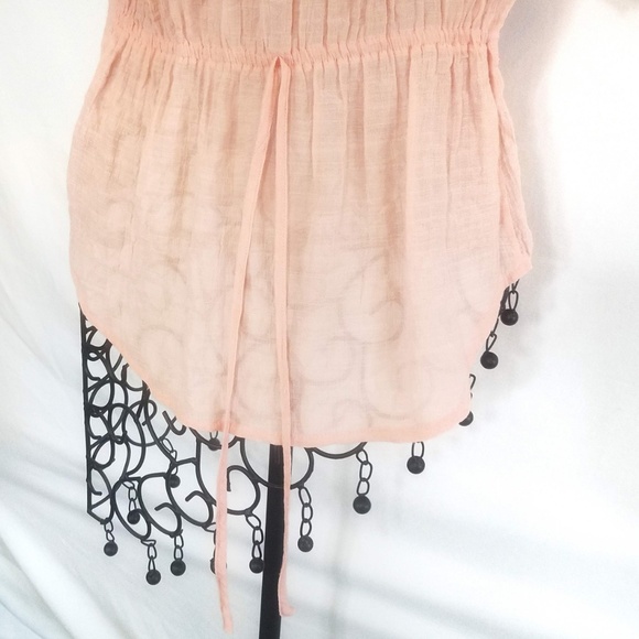 **SOLD ** Anthropologie Peach Lace Tie Mesh Top - Picture 5 of 7
